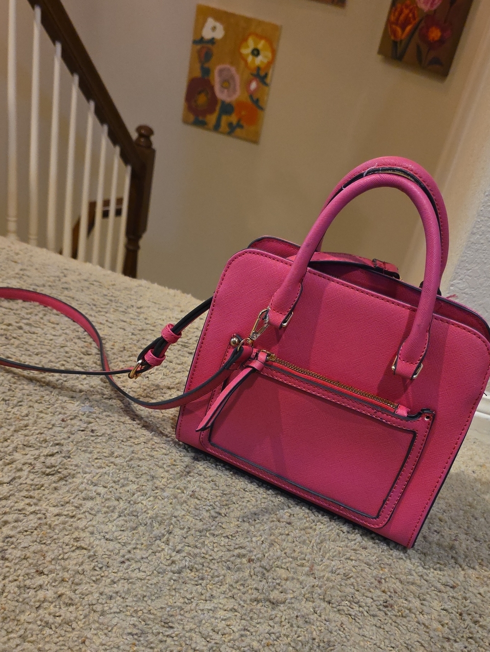 Versona Hot Pink Structured Crossbody Satchel